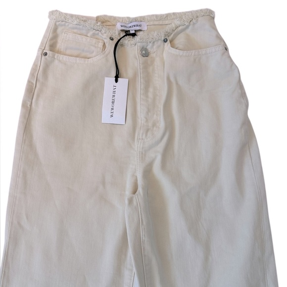 WeWoreWhat High Waist Frayed Straight Leg Jeans - Picture 6 of 14